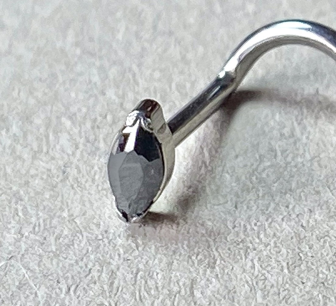1pc Implant Grade Titanium Marquise Gem Nose Screw Ring 18g or 20g