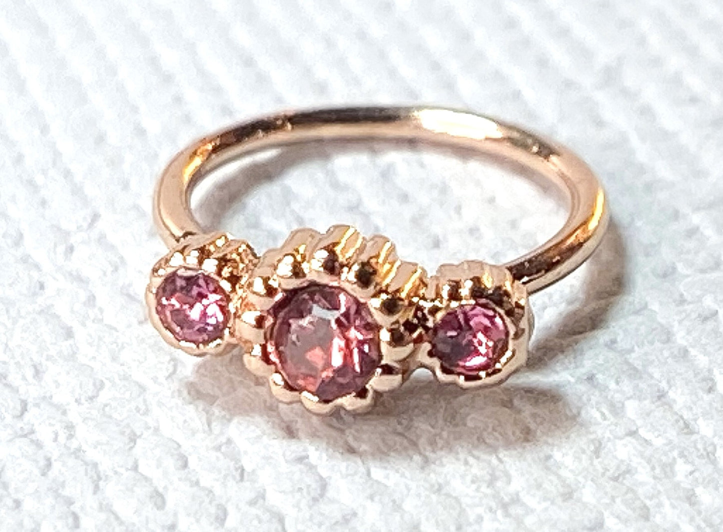 1pc Rose Gold Three CZ Gem Hoop Nose / Cartilage Ring Rook Daith Helix Tragus