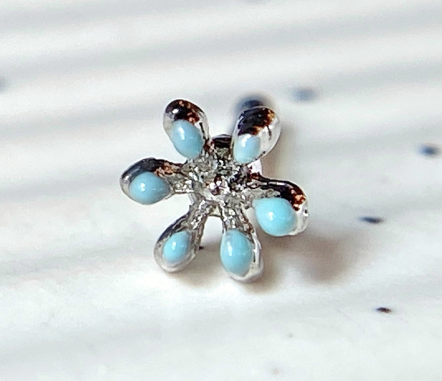 1pc Enamel Flower Top 20g Nose Ring Stud Surgical Steel Body Jewelry