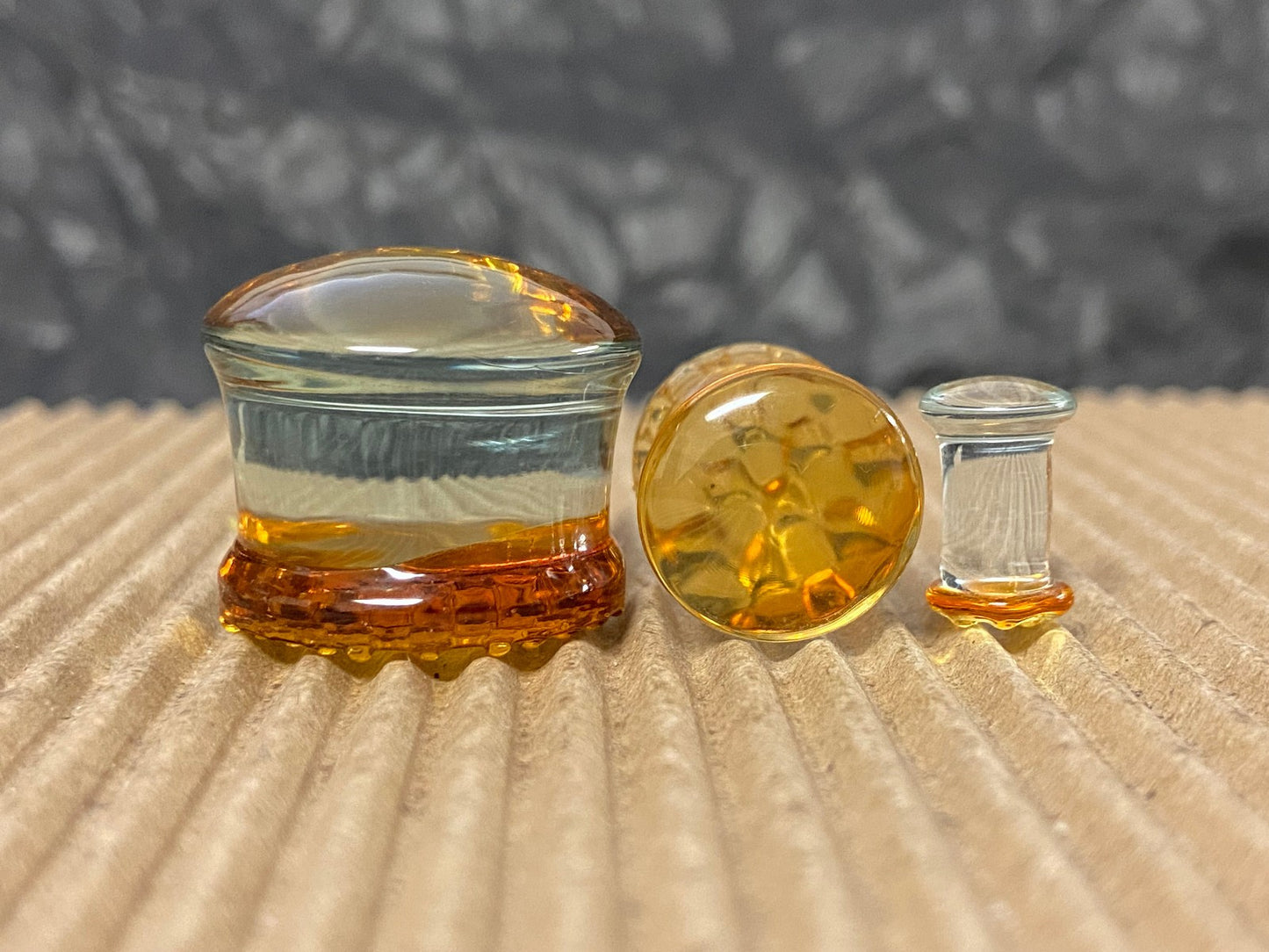 PAIR Honey Comb Design Glass Plugs Double Flare Gauges Honeycomb Body Jewelry