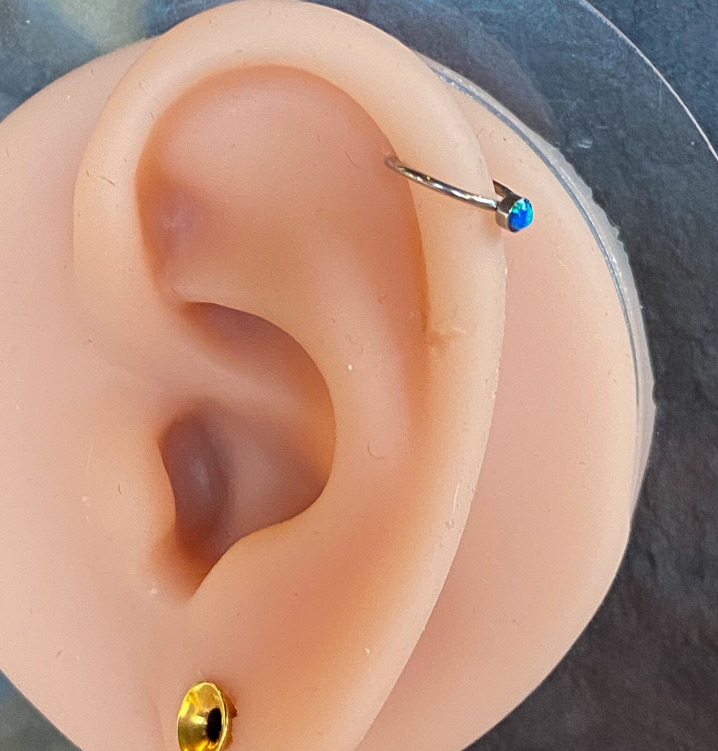 1pc Bendable Hoop Nose / Cartilage Ring w/ Set Opal Rook Daith Helix Tragus