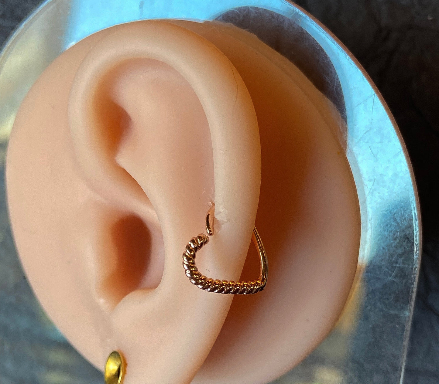 1pc Half Braided Heart Bendable Ear Cartilage Daith Hoop Ring