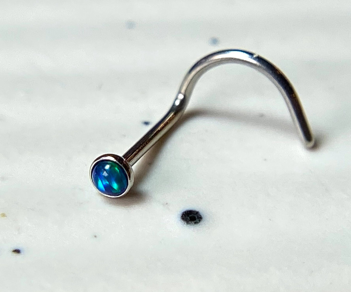 1pc Opal Set Nose Ring Screw 316L Surgical Steel Body Jewelry