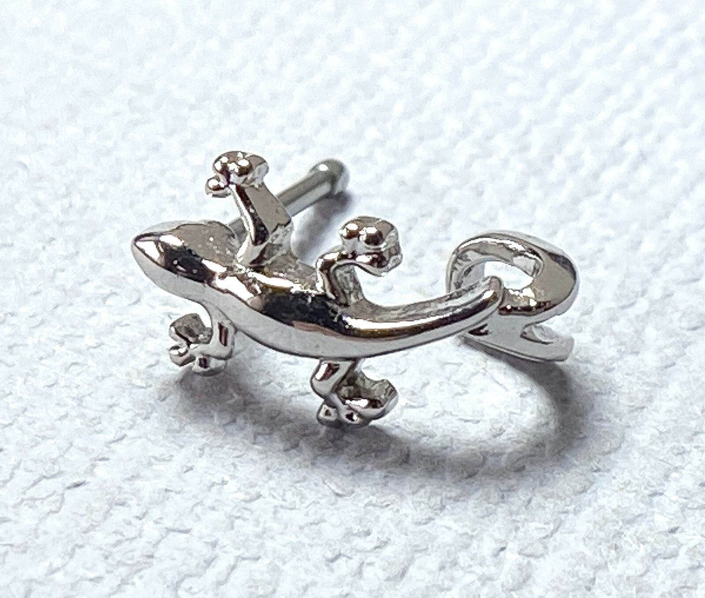 1pc Gecko Lizard Design Stud Nose Crawler Ring