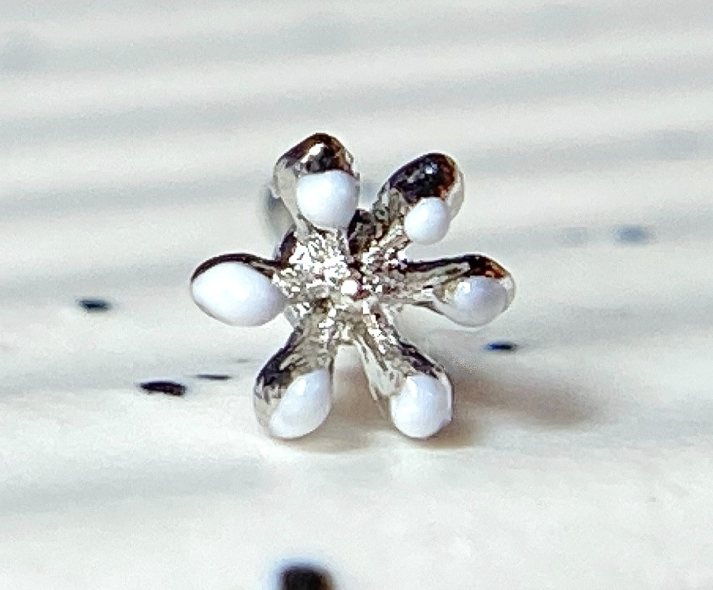 1pc Enamel Flower Top 20g Nose Ring Stud Surgical Steel Body Jewelry