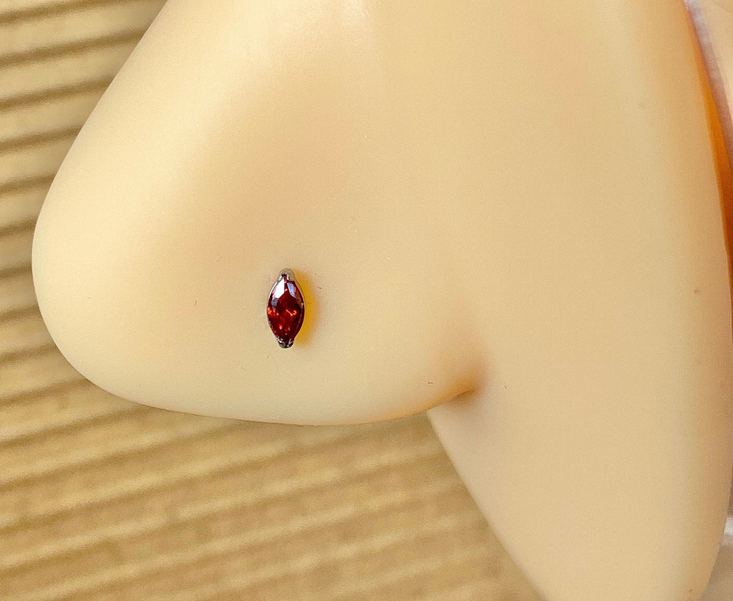 1pc Implant Grade Titanium Marquise Gem Nose Screw Ring 18g or 20g