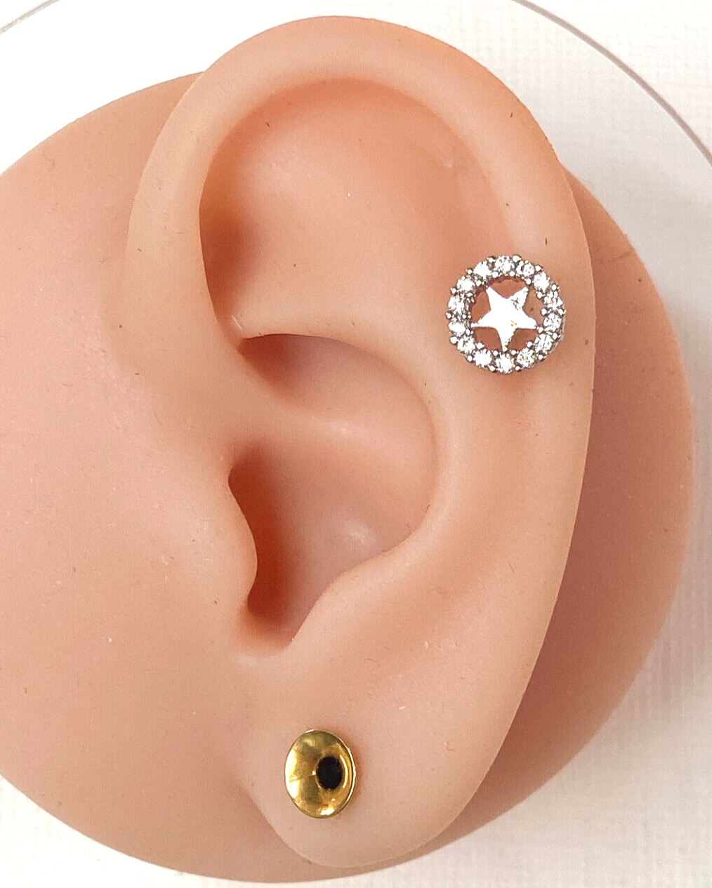 1pc Gem Circle Star 16g Labret Internally Threaded Steel Monroe Tragus Helix