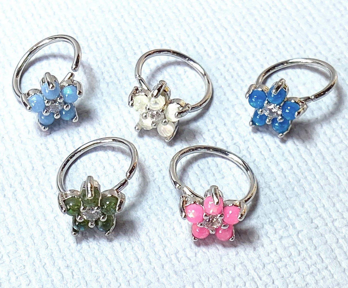 1pc Opal Glitter Flower Hoop Nose / Cartilage Ring Rook Daith Helix Tragus