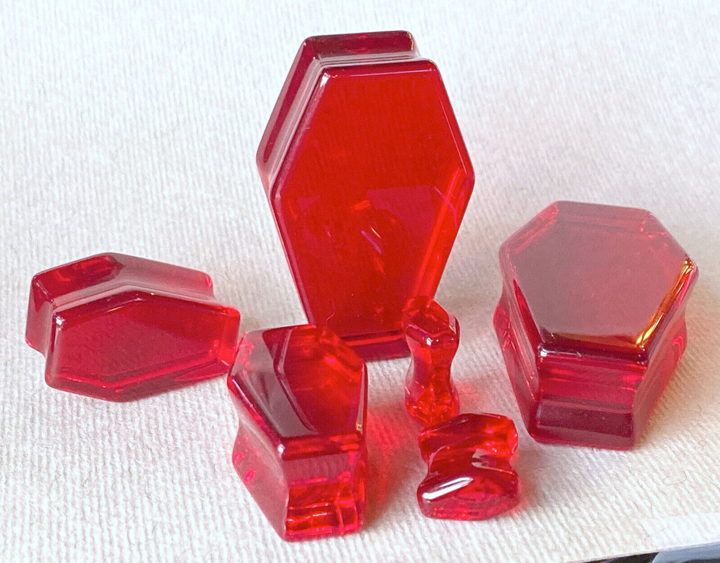 PAIR Red Glass Stone Double Flare Coffin Shaped Plugs Earlet Gauges Body Jewelry