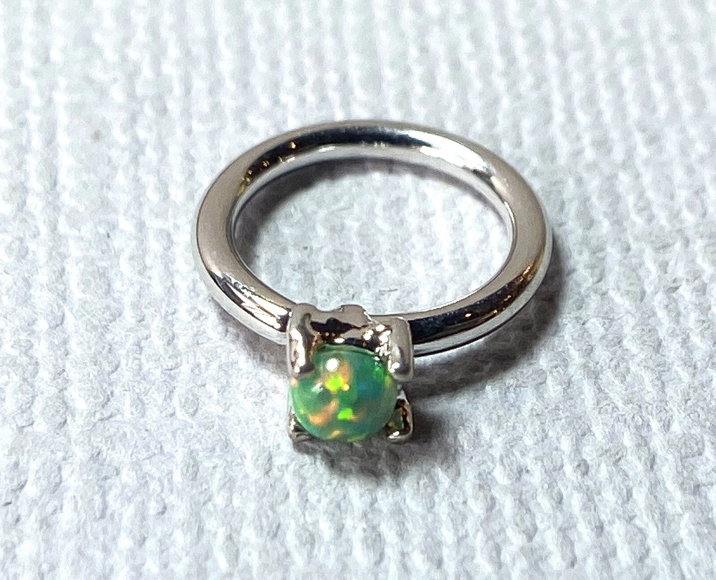 1pc Bendable Hoop Ring With Prong Set Opal Annealed 316L Surgical Steel