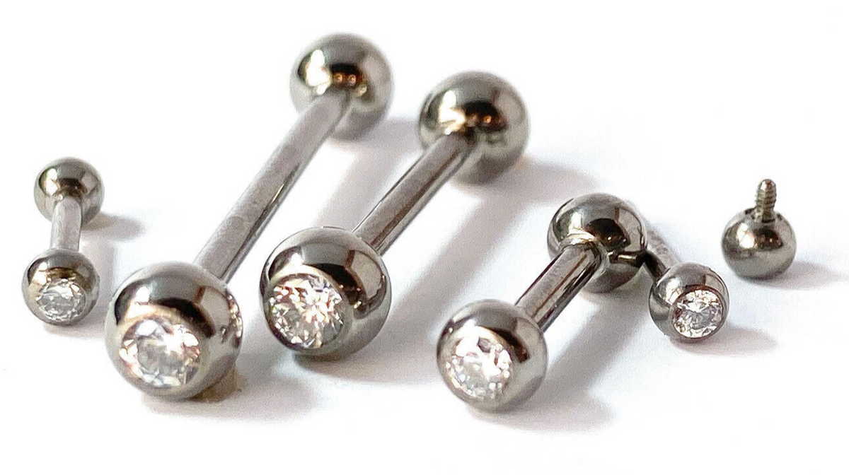 1pc Implant Grade Titanium Internally Threaded Barbell Tongue Tragus Nipple Ring