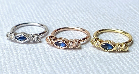 1pc Bendable Nose Hoop / Cartilage Ring Blue Marquise CZ Gem for Rook, Daith