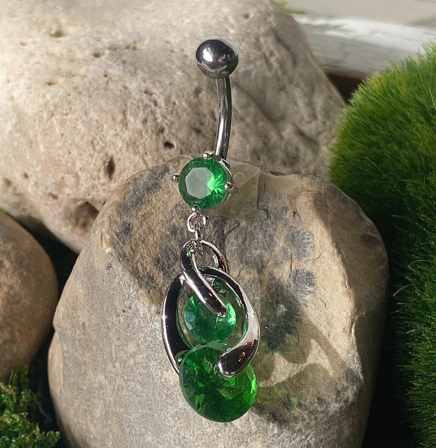 1pc Cosmo CZ Gems Dangle Belly Ring Navel Naval Body Jewelry
