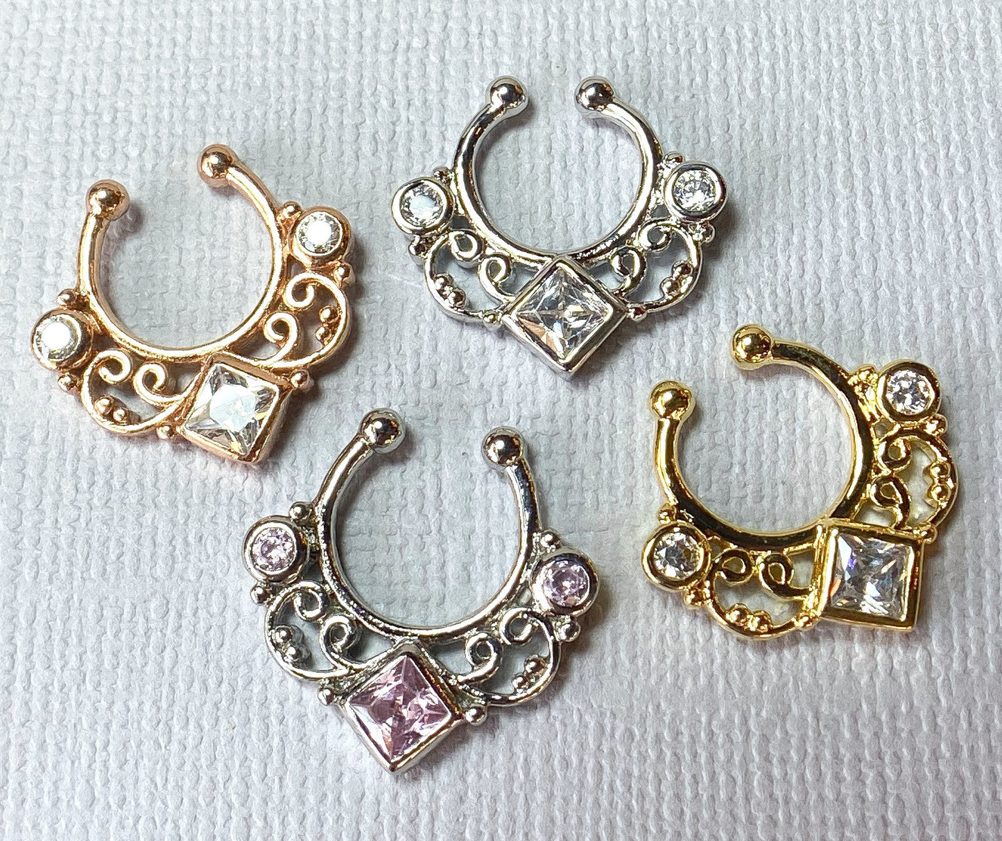 1pc Non-Piercing Lace Swirl Septum Hanger Clip-On Fake Nose Ring Body Jewelry