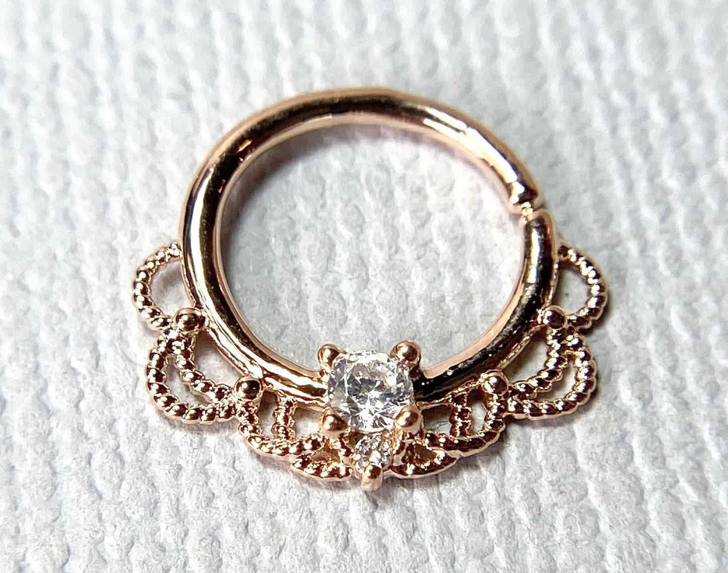 1pc CZ Gem Filigree Hoop Ring Nose Septum Daith Rook Tragus Ear Cartilage