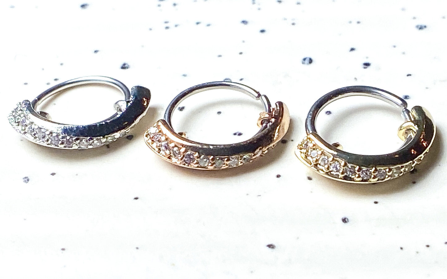 1pc Lined CZ Gems Nose Hoop Ear Cartilage Ring Rook Daith Helix Tragus