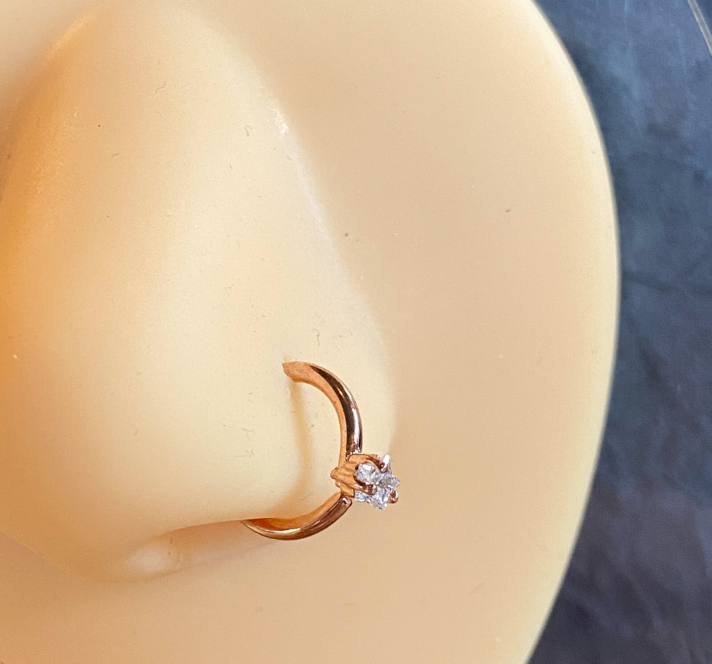 1pc Bendable Hoop Ring With Prong Set CZ Star Gem Annealed 316L Surgical Steel