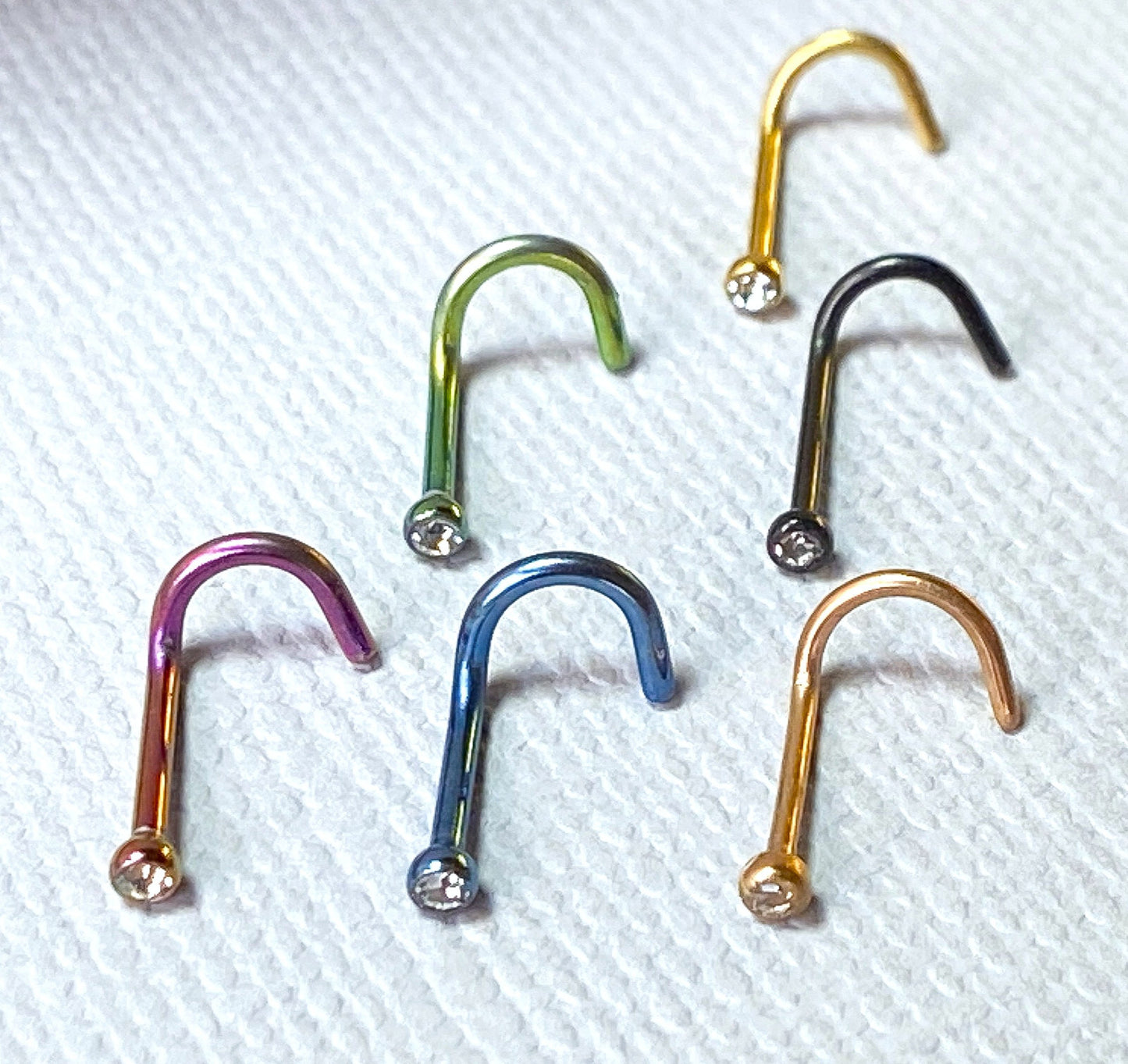 1pc Press-Fit Clear Gem Titanium Plated 316L Surgical Steel Nose Screw Ring