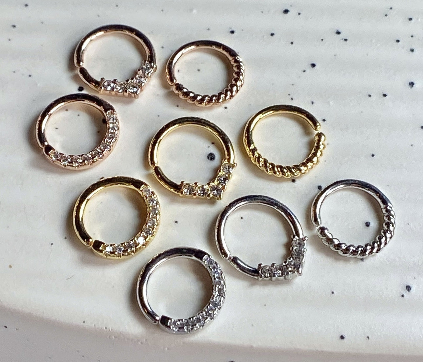 3pcs Bendable 16g Hoops Design Septum Tragus Ear Cartilage Rings Value Pack