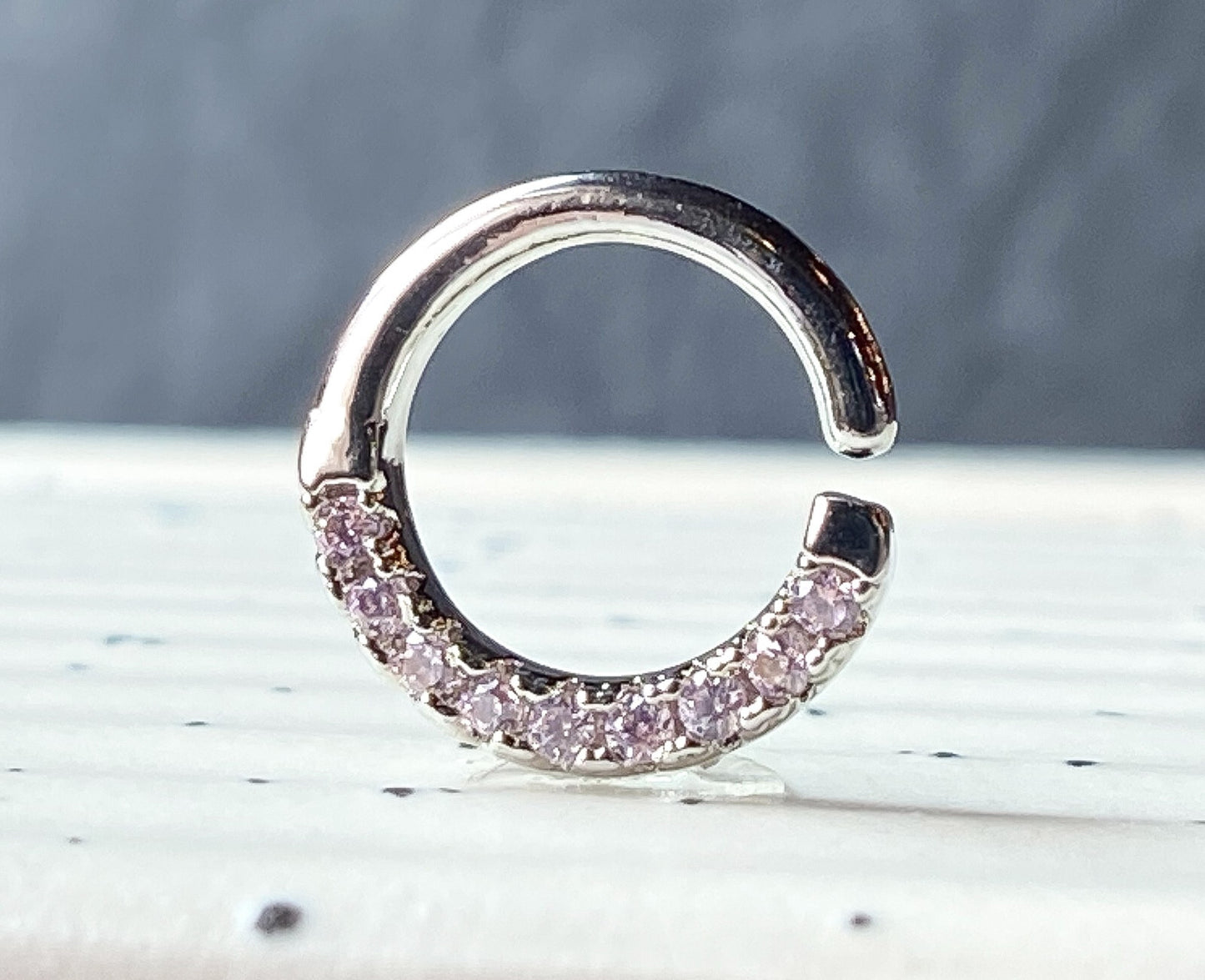 1pc Half Circle Lined Gems Hoop Ring Septum Daith Rook Tragus Ear Cartilage