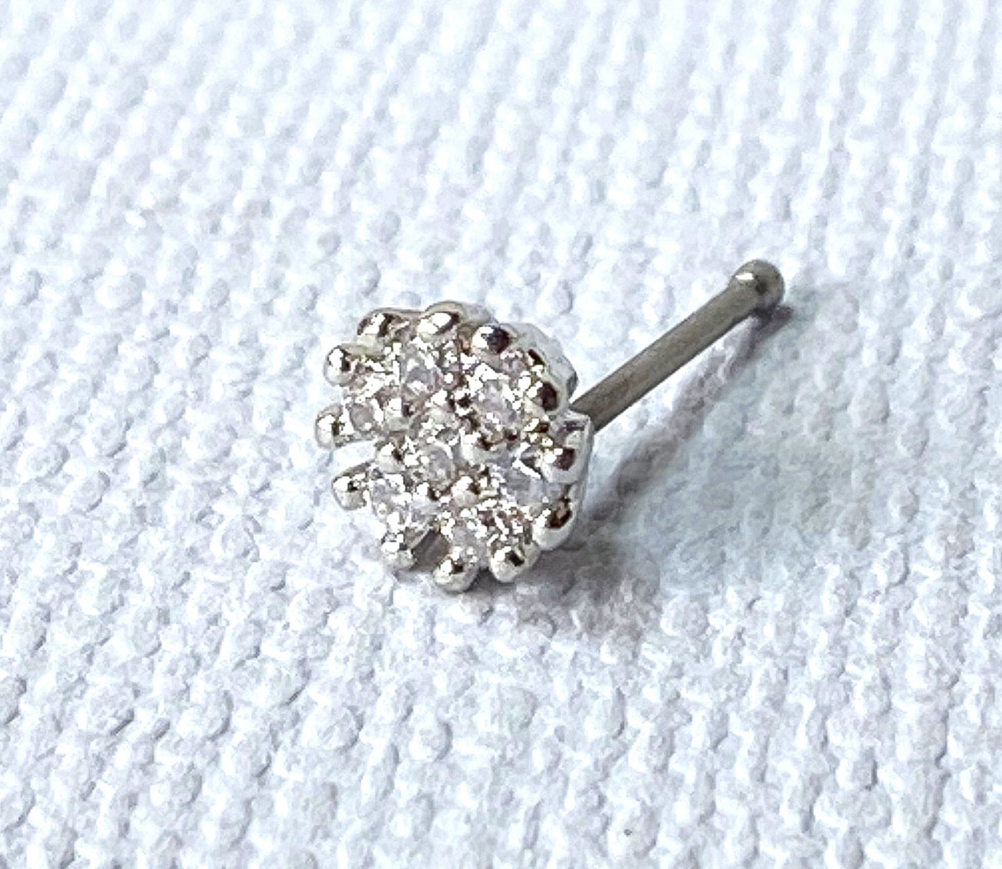 CZ Flower Top 20g Surgical Steel Nose Stud Bone Nostril Ring Body Jewelry