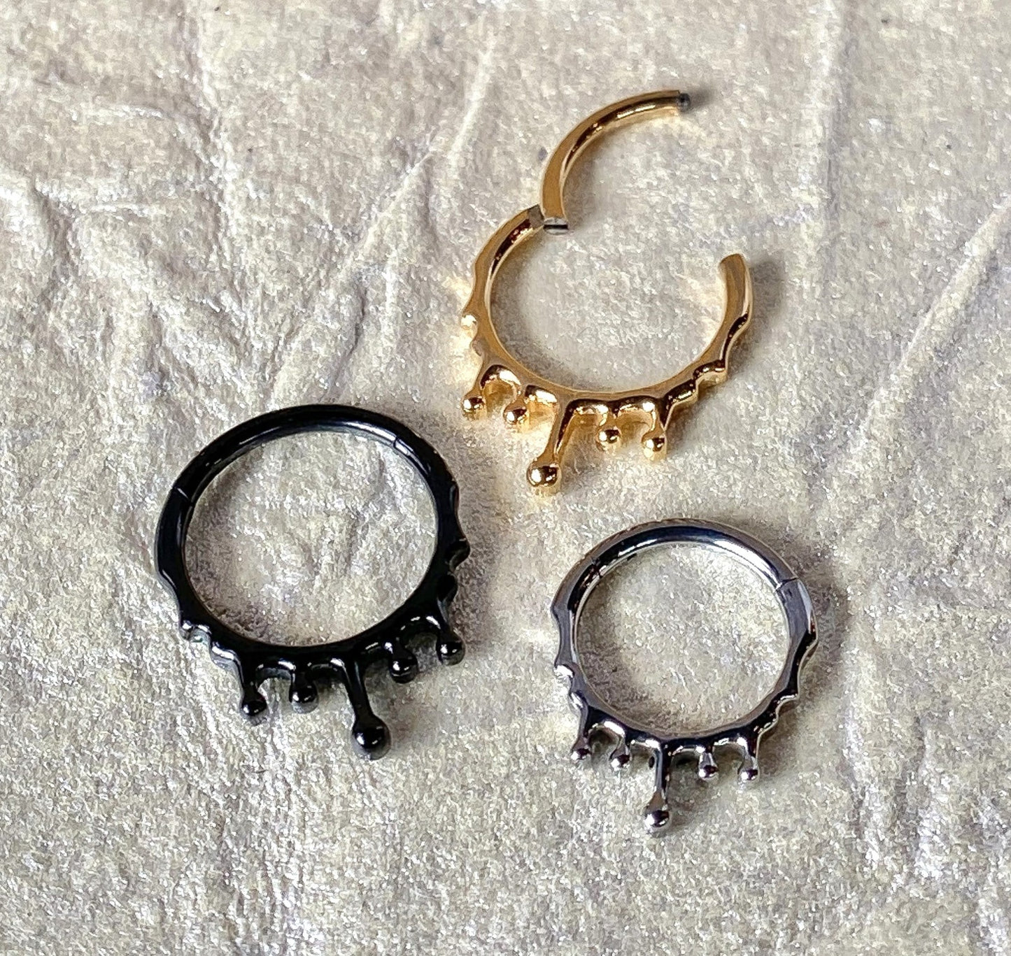 1pc Dripping Style Hinged Segment Ring Septum Clicker Hoop 316L Surgical Steel
