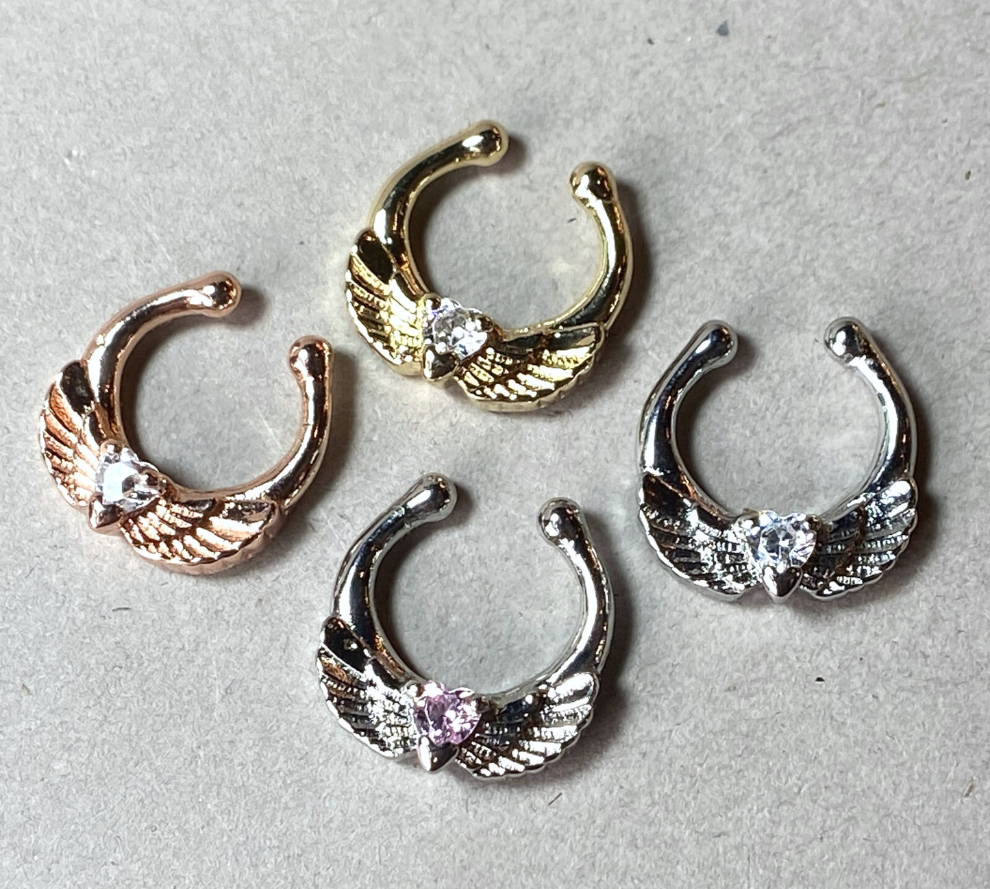 1pc Non-Piercing Angel Wings Septum Hanger Clip-On Fake Nose Ring Body Jewelry