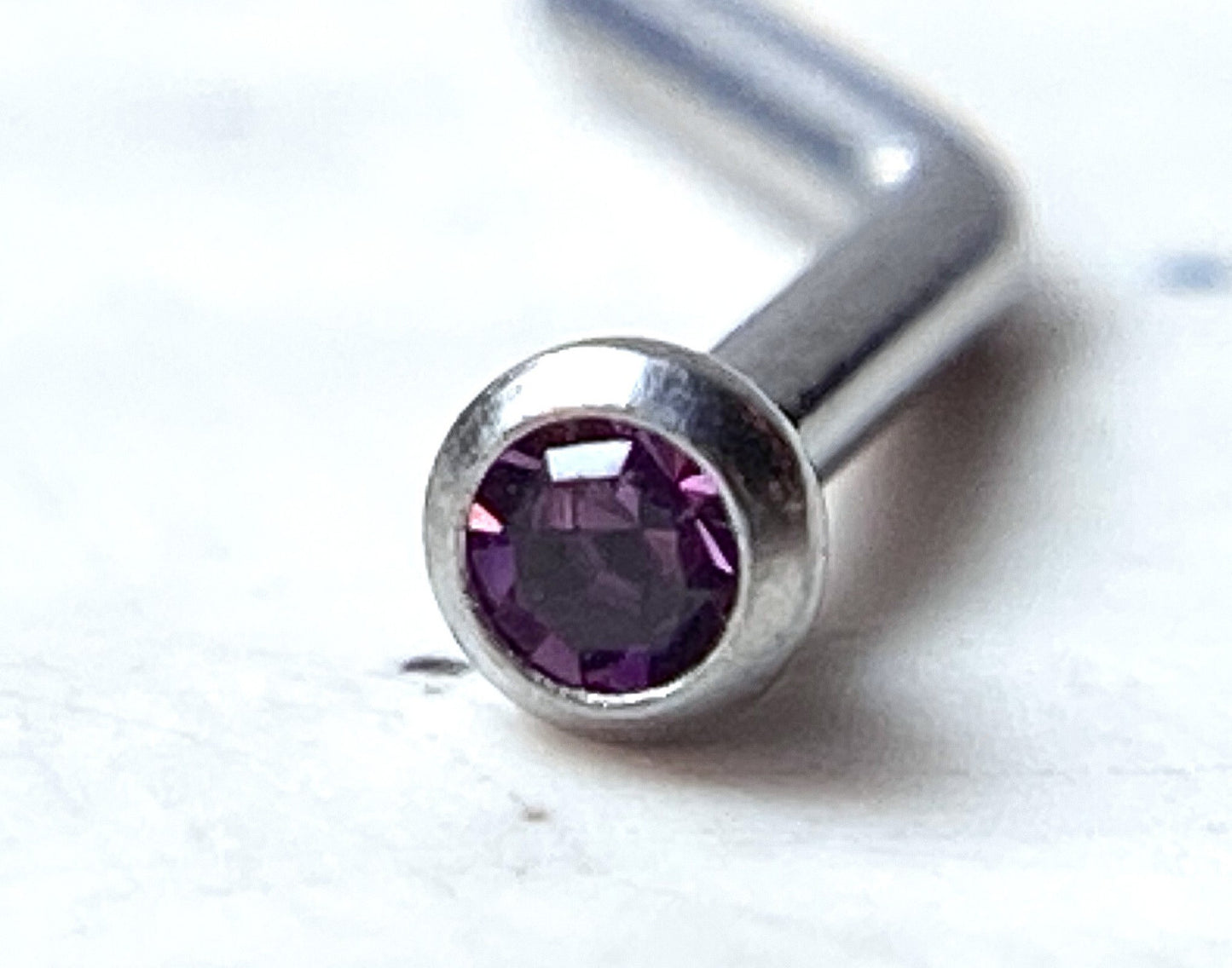 1pc L-Bend 20g Nose Ring Stud Screw Press-Fit CZ Gem 316L Surgical Steel