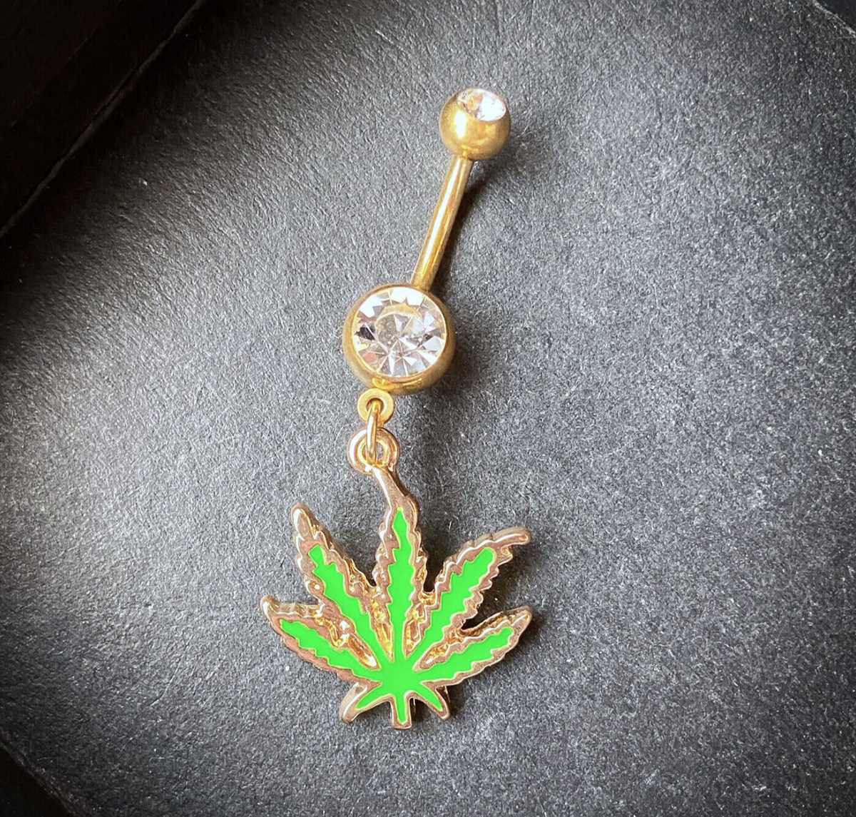 1pc Gold Pot Leaf Belly Ring Marijuana Navel Piercing Pierced Naval Body Jewelry
