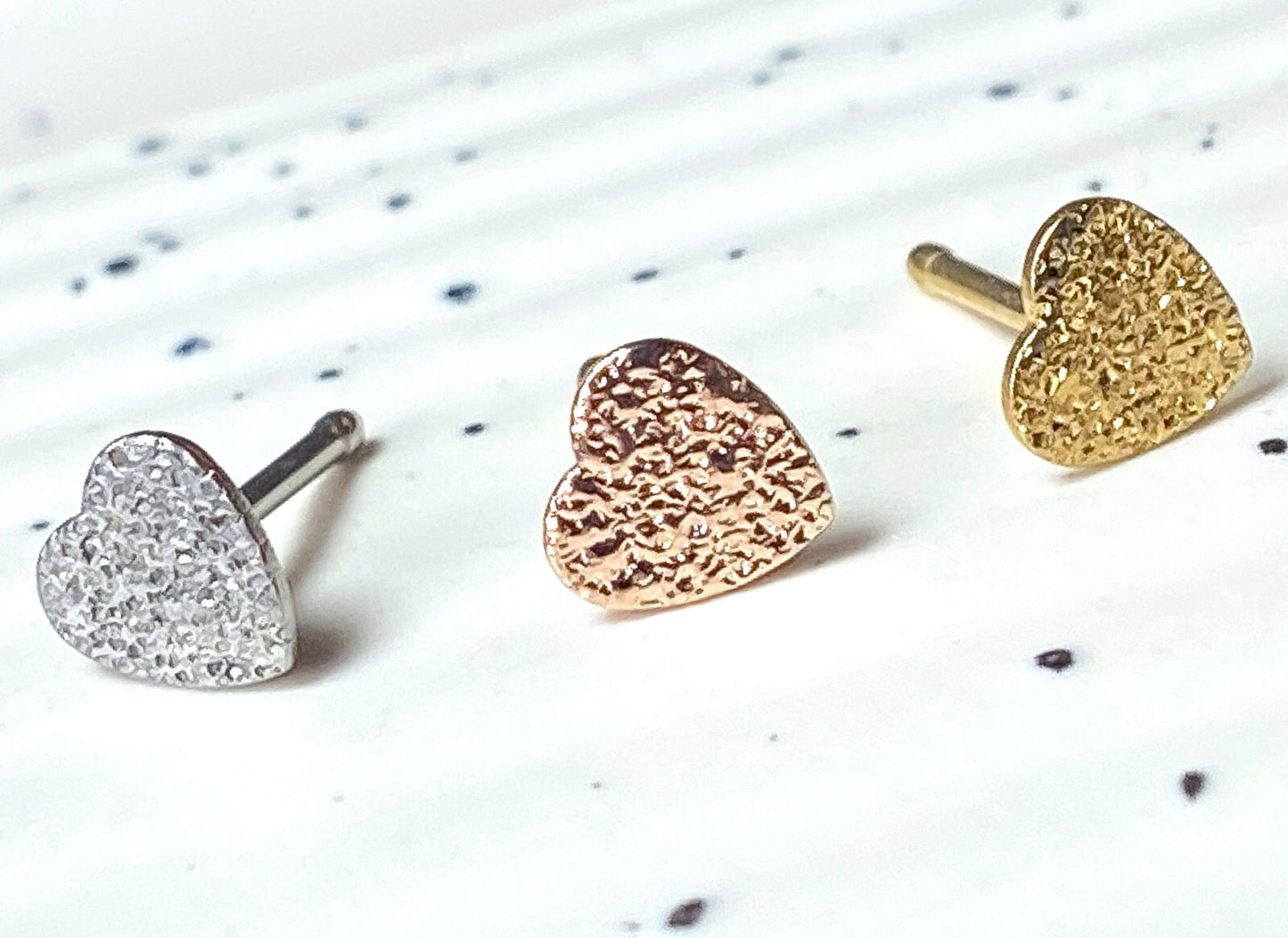 1pc Sandblast Finish Style Heart 20g Nose Stud Bone Ring Gold or Silver