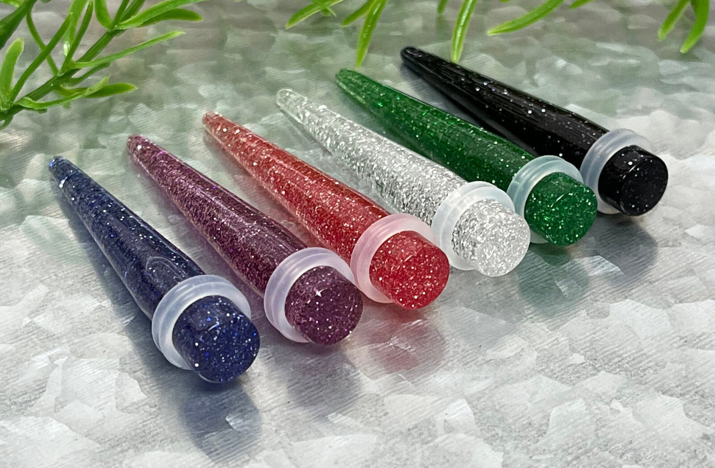 18pc Glitter Taper Expansion 14g thru 00g Plugs Gauges Expanders Stretching Kit