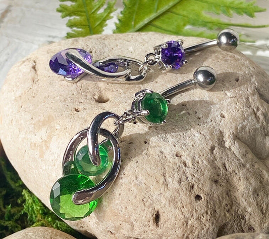 1pc Cosmo CZ Gems Dangle Belly Ring Navel Naval Body Jewelry