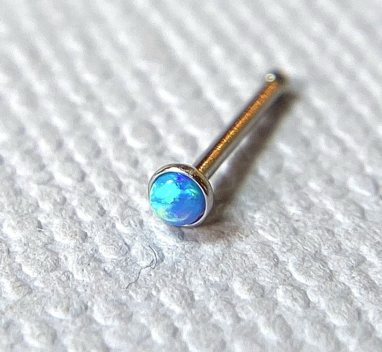 1pc Opal Set Nose Ring Stud Bone 316L Surgical Steel Body Jewelry