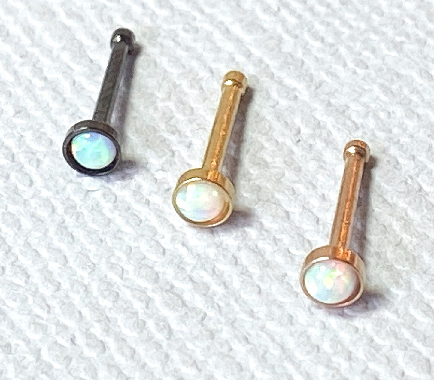 3pcs Value Pack Synthetic Opal Set 20g IP Nose Rings - choose Studs or L-Bend