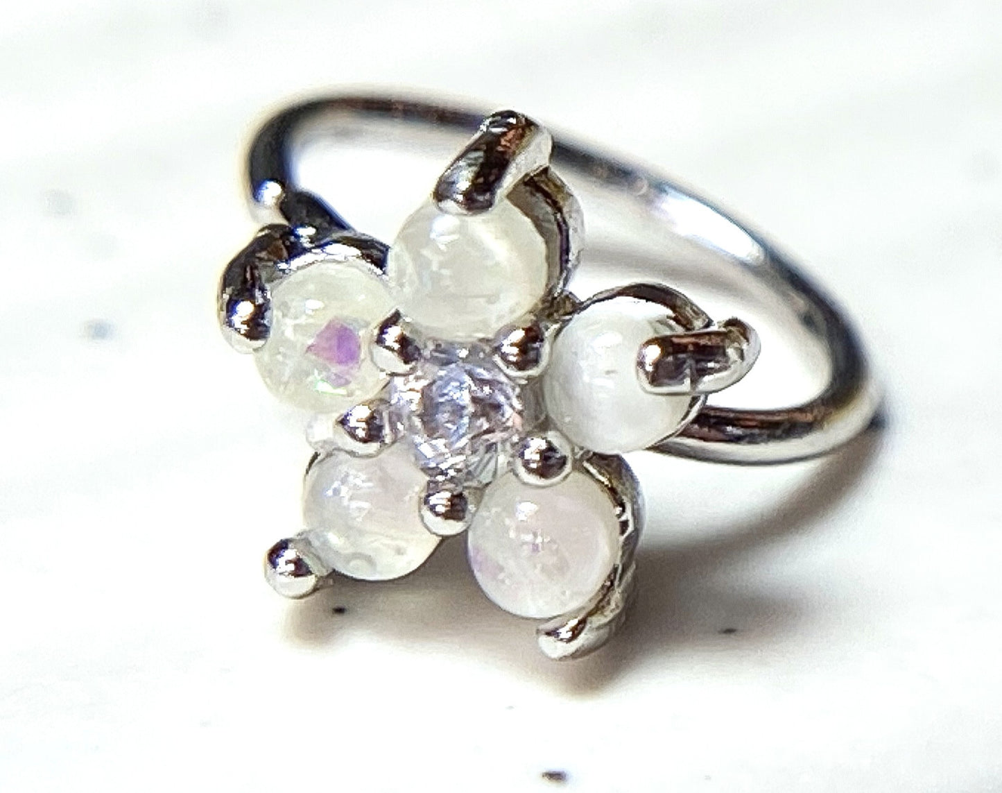 1pc Opal Glitter Flower Hoop Nose / Cartilage Ring Rook Daith Helix Tragus