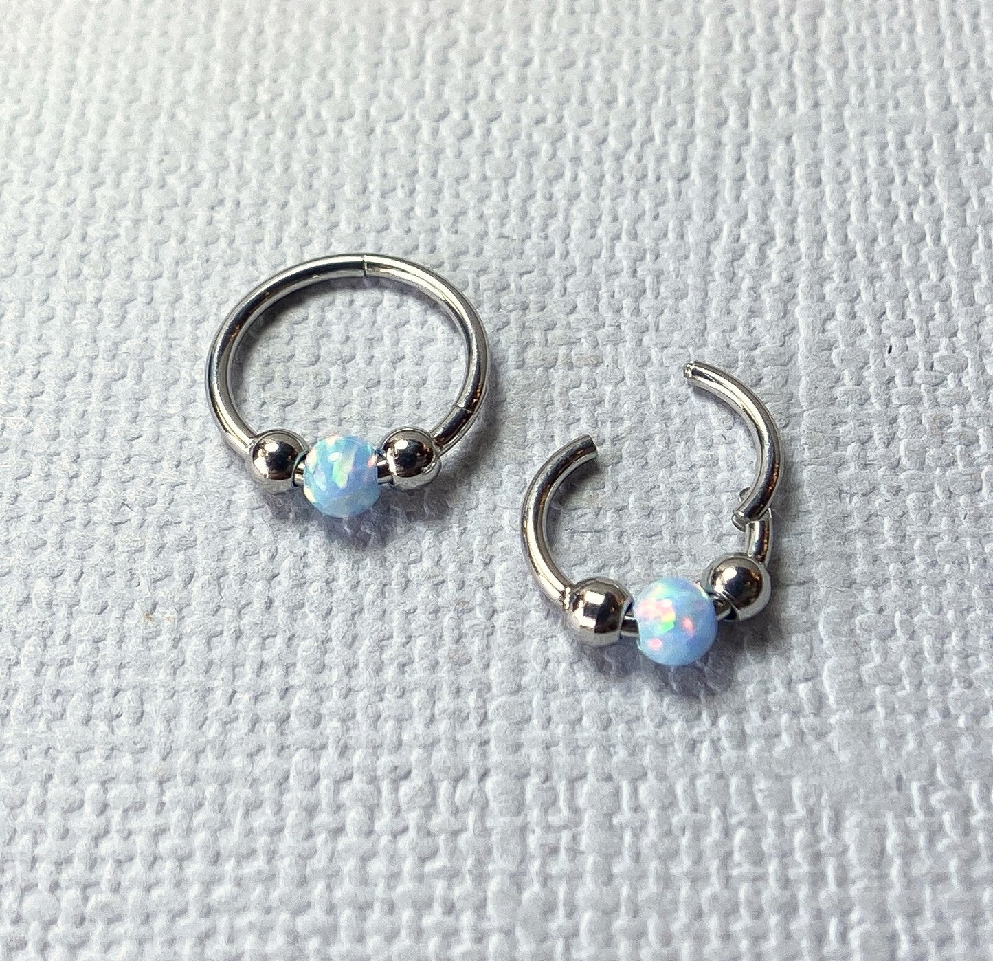 1pc Opal Ball Hinged Segment Ring Helix Septum Clicker Body Jewelry