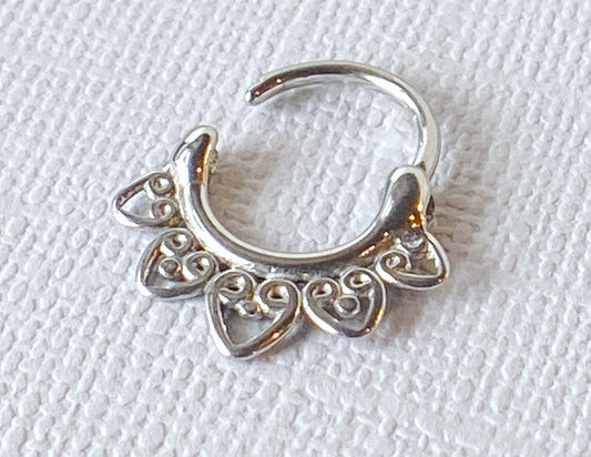 1pc 100% SURGICAL STEEL Tribal Fan Septum Clicker Nose Ring