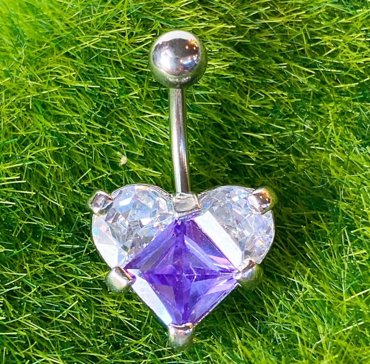 1pc Triple Gem Heart Belly Ring Navel Piercing Pierced Naval Body Jewelry