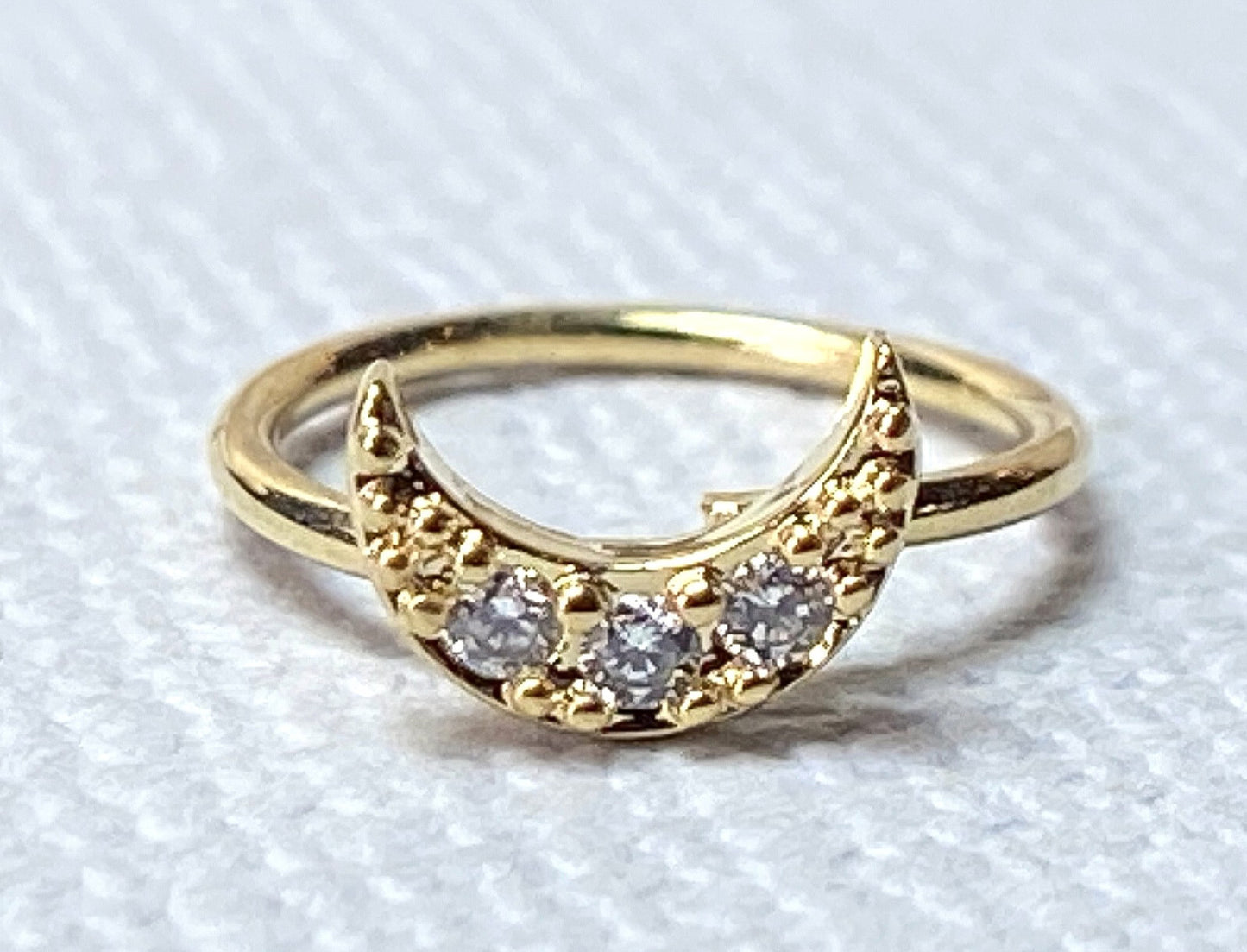 1pc Bendable Hoop / Cartilage Ring CZ Gem Crescent Moon for Nose, Rook, Daith