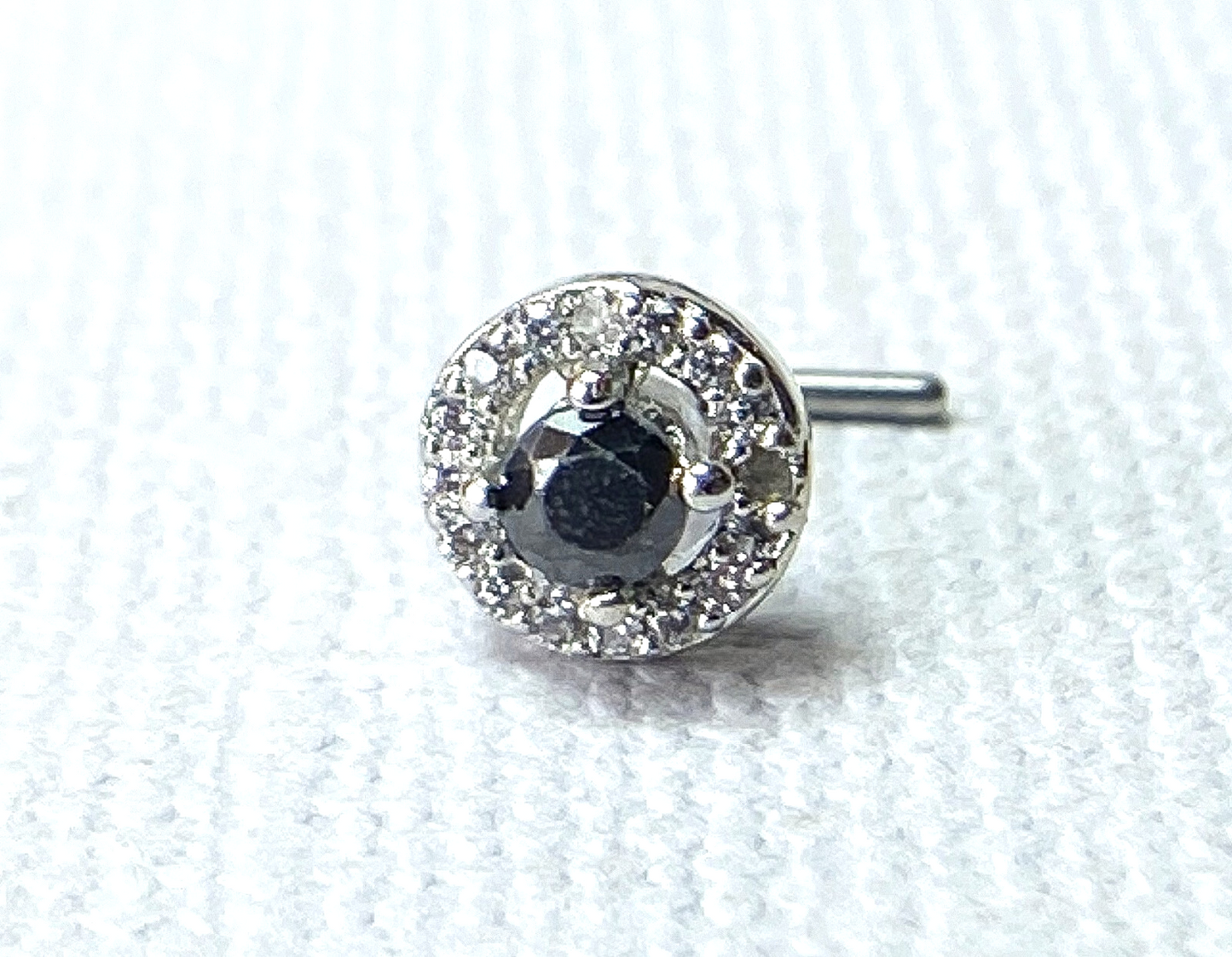 1pc Double Tier CZ Gem L-Bend 20g Nose Ring Stud Screw 316L Surgical Steel