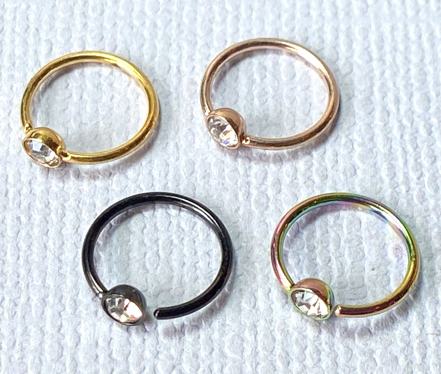1pc Bendable Steel Gem Nose Hoop / Cartilage Ring Rook Daith Helix Tragus