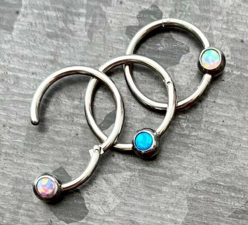 1pc Opal Ball Hinged Segment Ring Septum Clicker Captive Bead Helix Cartilage