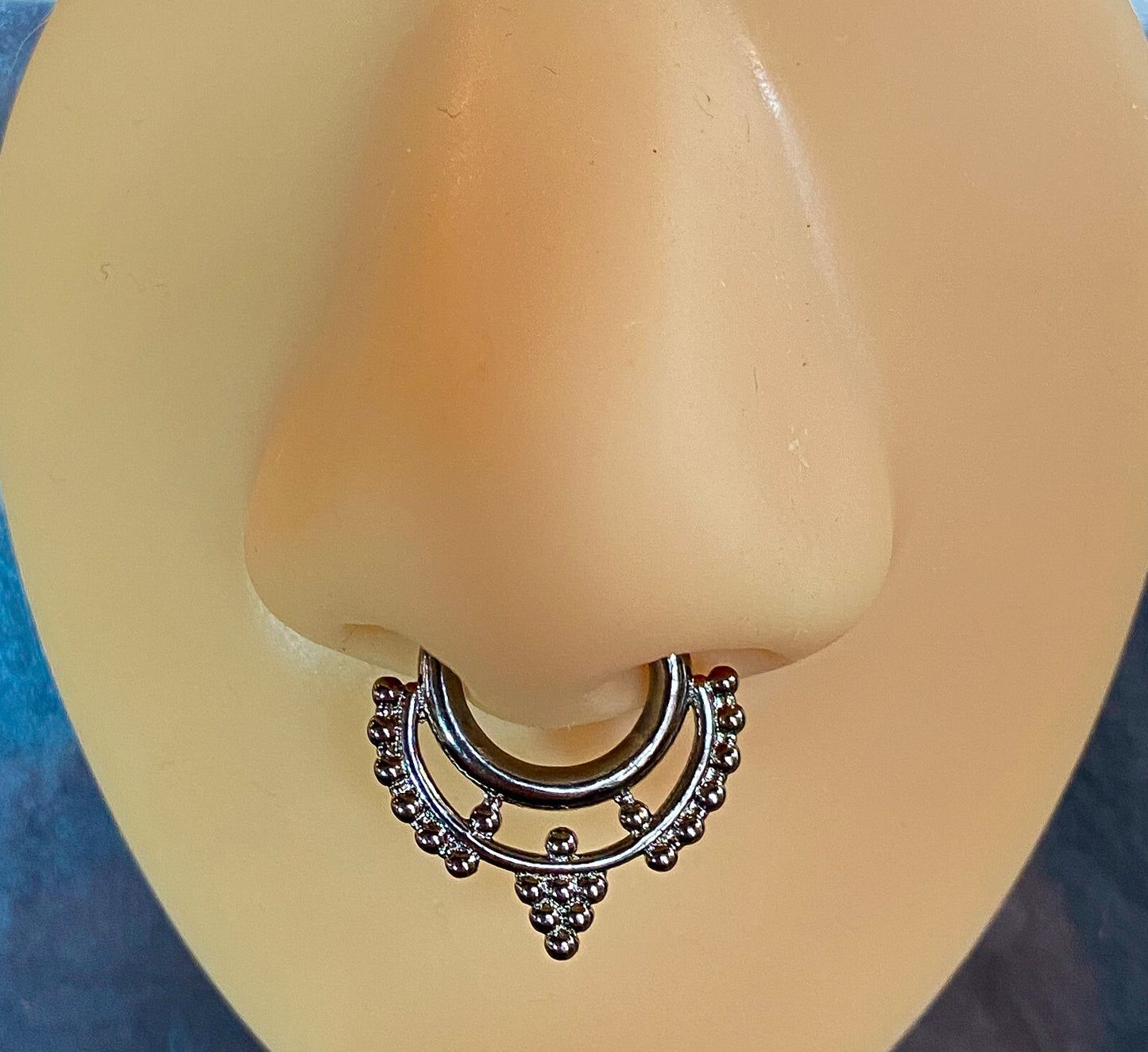1pc Beaded Collar Septum Clicker 316L Surgical Steel 14g Nose Ring- Body Jewelry