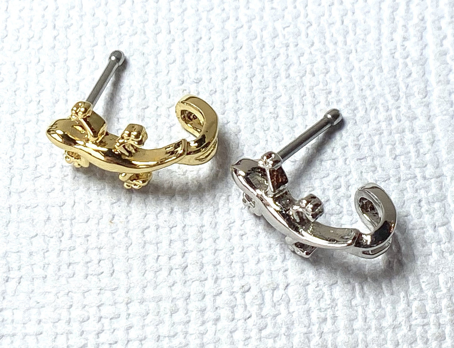 1pc Gecko Lizard Design Stud Nose Crawler Ring