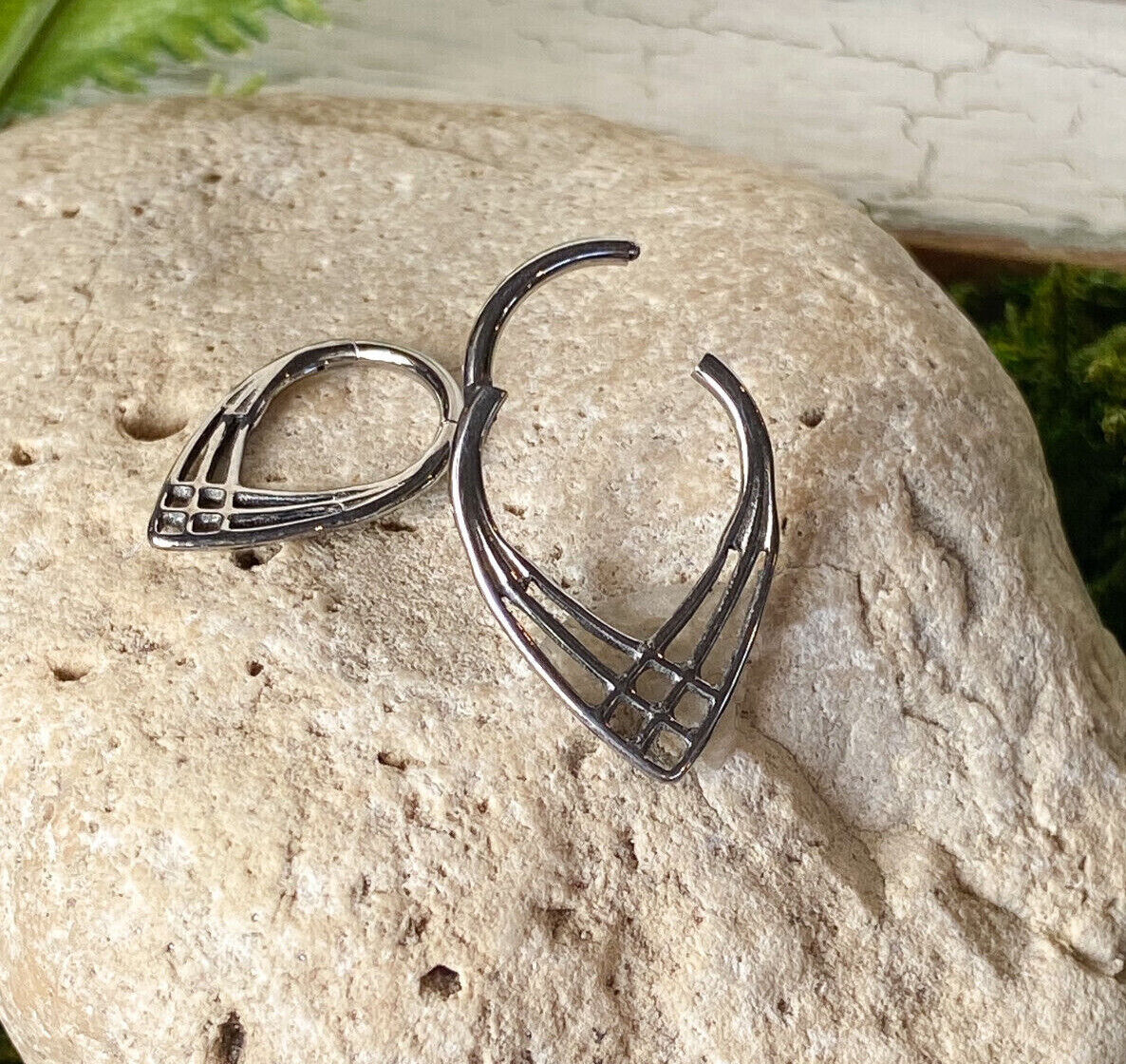 1pc Weave Design Hinged Segment Ring Hoop Helix Daith Septum Implant Titanium