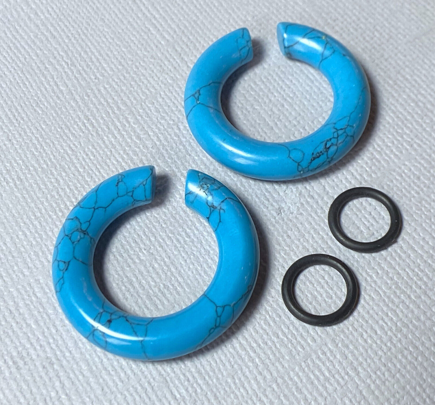PAIR Turquoise Stone Hanger Ear Weight Plug Gauge Tunnel Organic Body Jewelry