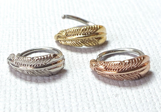 1pc Bendable Feather Nose Hoop / Cartilage Ring Rook Daith Helix Tragus