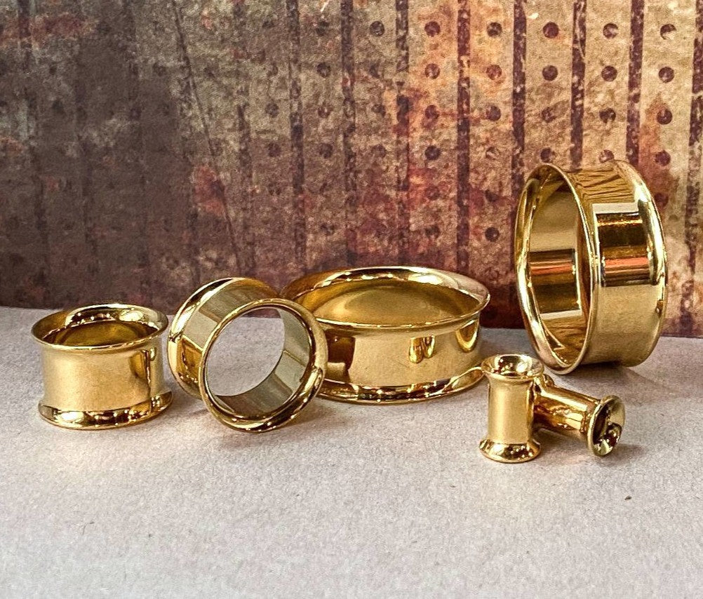 PAIR Solid Implant Grade Titanium Double Flare Tunnels Plugs Gauges Body Jewelry