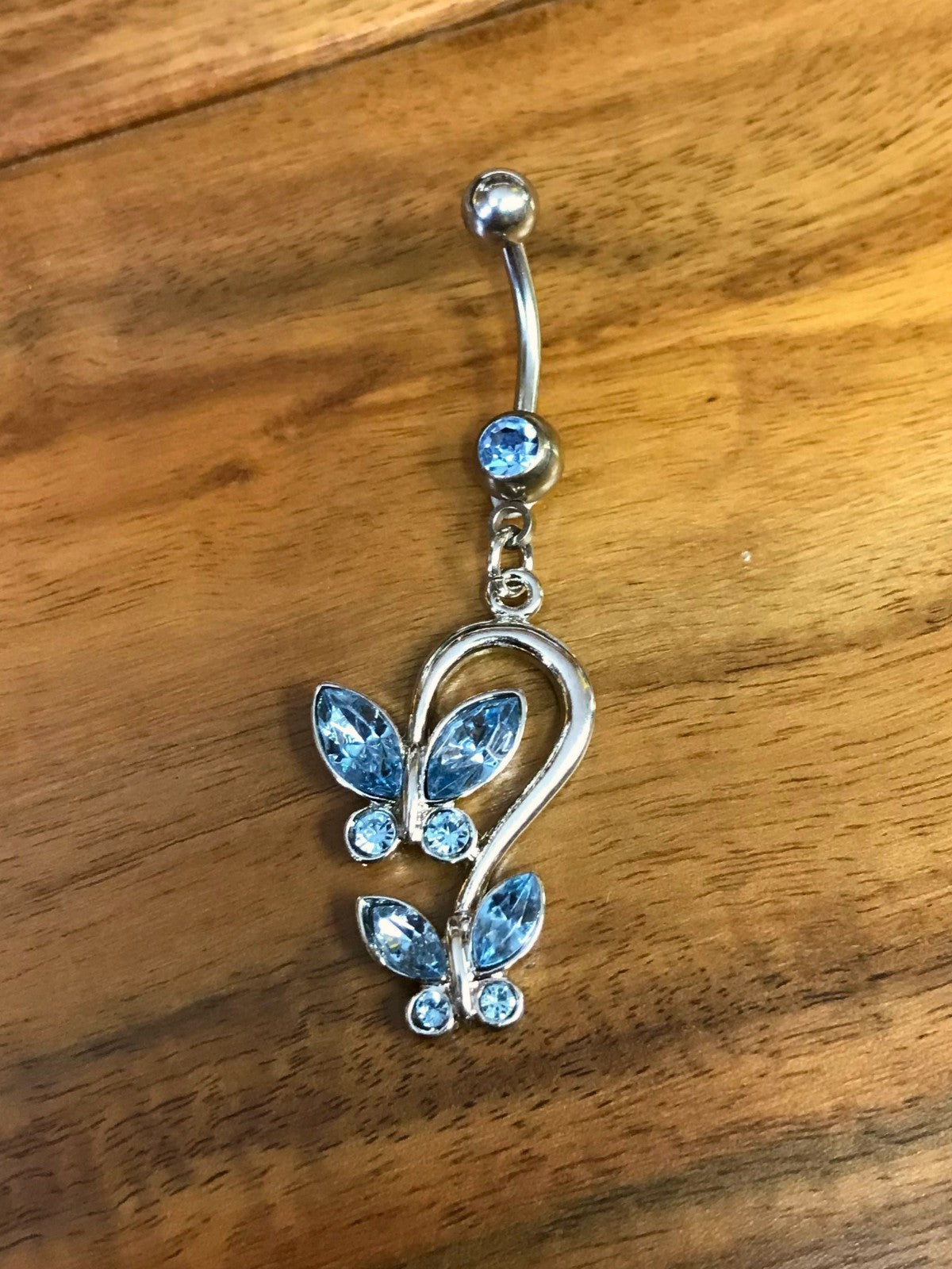 1pc Double Butterfly CZ Gems Dangle Belly Ring Navel Naval - choose your color