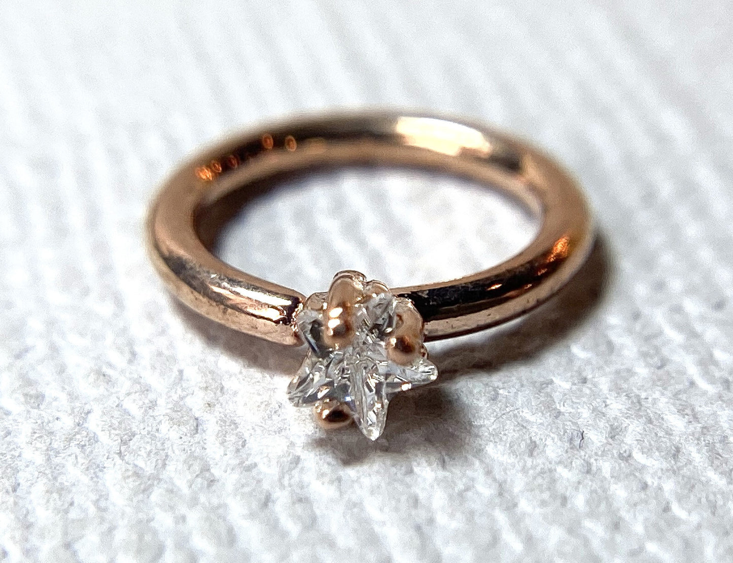 1pc Bendable Hoop Ring With Prong Set CZ Star Gem Annealed 316L Surgical Steel